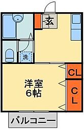 アメニティ宮崎 1Kの間取図画像