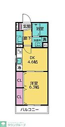 GRASS SQUARE 八番館 1DKの間取図画像