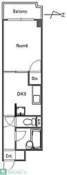 ローヤル高穂 1DKの間取図画像