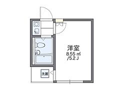レオパレス中台第2 1Kの間取図画像