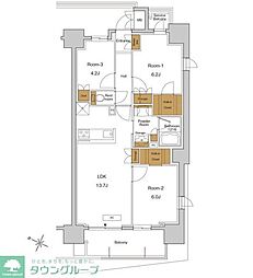 ＲＪＲプレシア東十条ガーデン 4階3LDKの間取り