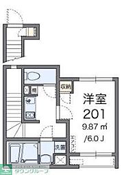 レオネクスト中之郷 2階1Kの間取り