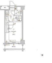 ブランノアール東武練馬 2階1Kの間取り