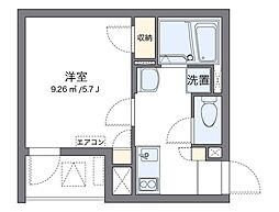 クレイノモンベルジェ 2階1Kの間取り