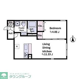 aLATO　Oyama 2階1LDKの間取り