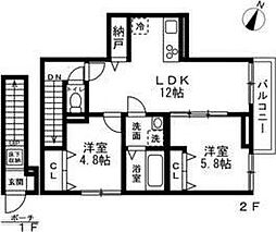 (仮称)練馬区北町1丁目新築 2階2LDKの間取り