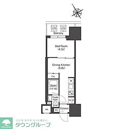 コンフォリア・リヴ板橋 9階1DKの間取り