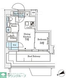 アジールコート山手動坂 703 7階1DKの間取り