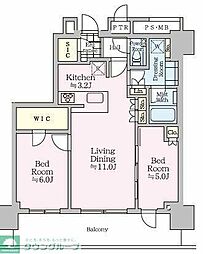 ザ・タワー十条 2804 28階2LDKの間取り