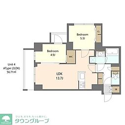 S-RESIDENCE高島平asolea 2LDKの間取図画像