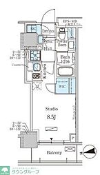 パークアクシス赤塚 ワンルームの間取図画像