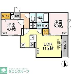 セレスティア徳丸 A 2LDKの間取図画像