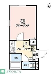 グランクオール大和町 1Kの間取図画像