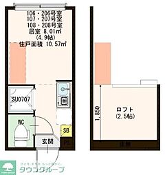 ハーモニーテラス仲宿4 ワンルームの間取図画像