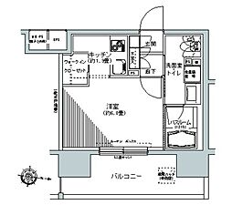 パークキューブ板橋本町 1Kの間取図画像