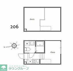 ブリスガーデン ワンルームの間取図画像