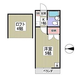ロゼリア 1Kの間取図画像