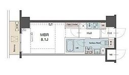 JR東海道本線 平塚駅 徒歩6分の賃貸マンション 2階1Kの間取り