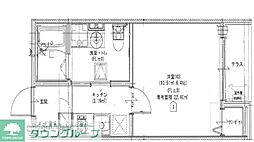 JR東海道本線 平塚駅 徒歩13分の賃貸アパート 1階1Kの間取り