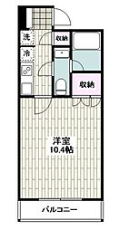 JR東海道本線 小田原駅 徒歩6分の賃貸マンション 3階1Kの間取り
