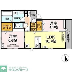 JR東海道本線 平塚駅 バス13分 大念寺前下車 徒歩2分の賃貸アパート 3階2LDKの間取り