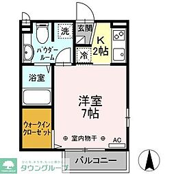 サーフ湘南 1Kの間取図画像