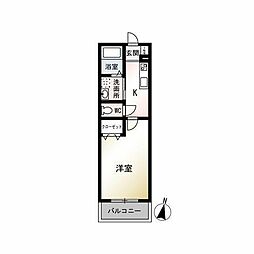 モアナ茅ヶ崎 1Kの間取図画像