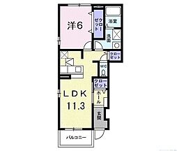 パレドールA 1LDKの間取図画像