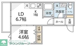 シャンドフルール 1LDKの間取図画像