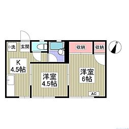 茅ヶ崎第2NCハイツ 2Kの間取図画像