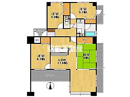 アドリーム二日市 4LDKの間取図画像