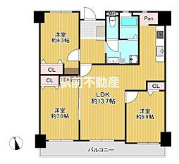 サーパス井尻 3LDKの間取図画像