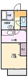 ウェルヴィラ大城 1Kの間取図画像