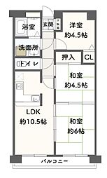 プレステージ魚住 3LDKの間取図画像