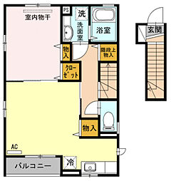 京急本線 大森町駅 徒歩9分の賃貸アパート 2階1LDKの間取り