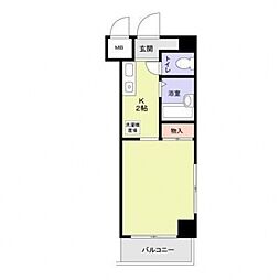 JR南武線 武蔵中原駅 徒歩7分の賃貸マンション 3階1Kの間取り