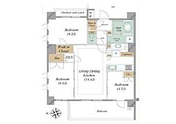 リストレジデンス上大岡ブライト 3LDKの間取図画像