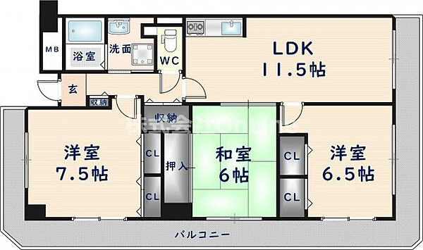 アンドユーイワキ・東大阪 ｜大阪府東大阪市長田西1丁目(賃貸マンション3LDK・9階・69.85㎡)の写真 その2