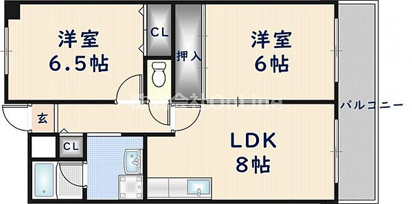 友井グレイス ｜大阪府東大阪市友井5丁目(賃貸マンション2LDK・5階・53.80㎡)の写真 その2