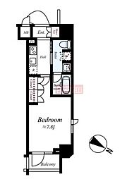 ステージファースト世田谷アジールコート 4階1Kの間取り