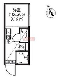 エムズコート深沢 1階ワンルームの間取り