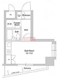 レジデンス三軒茶屋スクエア 4階ワンルームの間取り