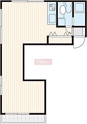 フォンテヴィラ 2階ワンルームの間取り