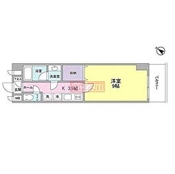 ソリッド大橋 10階1Kの間取り