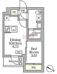 アジールコート三宿テラス 1DKの間取図画像