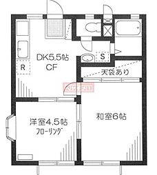 サンハイツ上野毛 2DKの間取図画像
