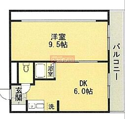 スカイコート桜新町 1DKの間取図画像