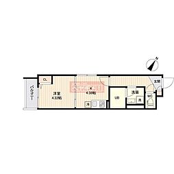 ラクラス三軒茶屋 1Kの間取図画像