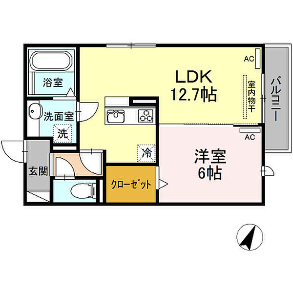 ヴィラ・ロワイヤル　六番館 201｜愛知県豊川市下長山町北側(賃貸アパート1LDK・2階・45.27㎡)の写真 その2