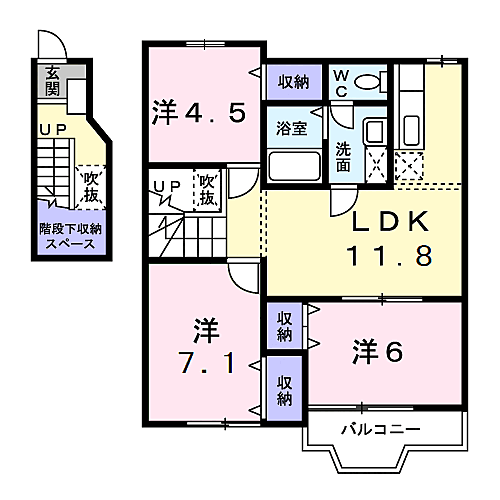 クレーデレ　ドーノ　メグミ 202｜茨城県神栖市深芝南５丁目(賃貸アパート3LDK・2階・70.52㎡)の写真 その2